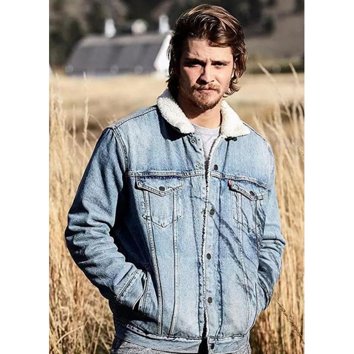 Yellowstone Kayce Dutton Luke Grimes Fur Collar Denim Jacket